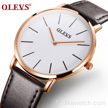 OLEVS luxe hommes en cuir montre à Quartz Ultra mince calendrier minimaliste décontracté affaires mince montres homme 2021 vente chaude Reloj